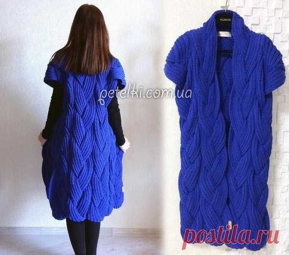 Роскошный кардиган из переплетенных кос ( спицами) — Журнал Вдохновение Рукодельницы