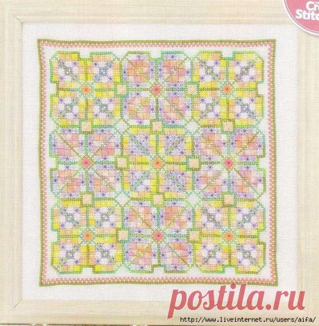 Вышивка крестом, схемы Мандала (подушка) в пастельных тонах