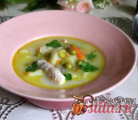 Суп с зеленым горошком, манкой и плавленным сыром фото рецепт приготовления