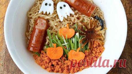Лапша Рамэн к Хэллоуину - пошаговый рецепт