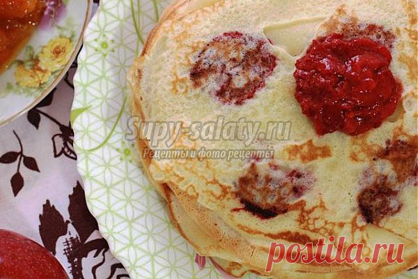 Рецепты на Масленицу. Блины с клубничным припёком. Рецепт с пошаговыми фото