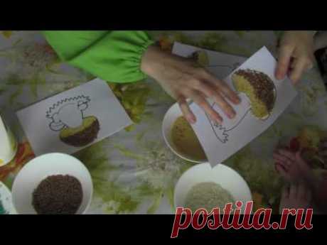 Аппликация гриба из круп (поделки с детьми)