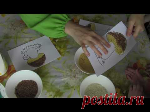 Аппликация гриба из круп (поделки с детьми)
