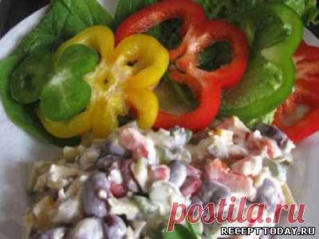 Рецепт: Cалат с ветчиной и фасолью