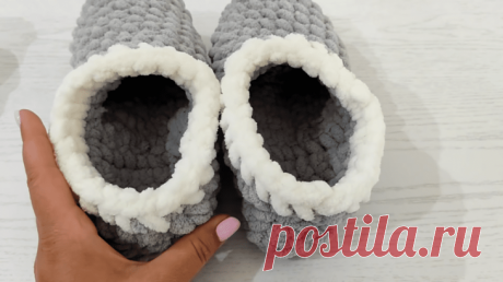 Уютные вязаные тапочки за один час