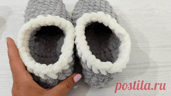 Уютные вязаные тапочки за один час