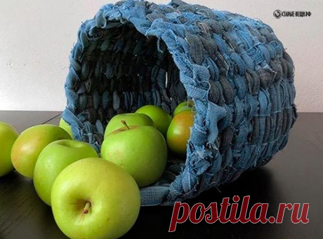 Корзинка из старых джинсов