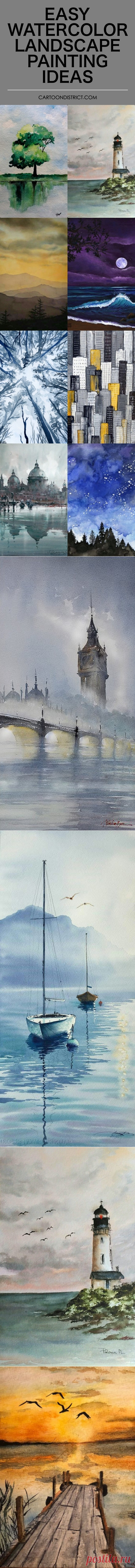 35 Easy Watercolor Landscape Painting Ideas To Try - Cartoon District