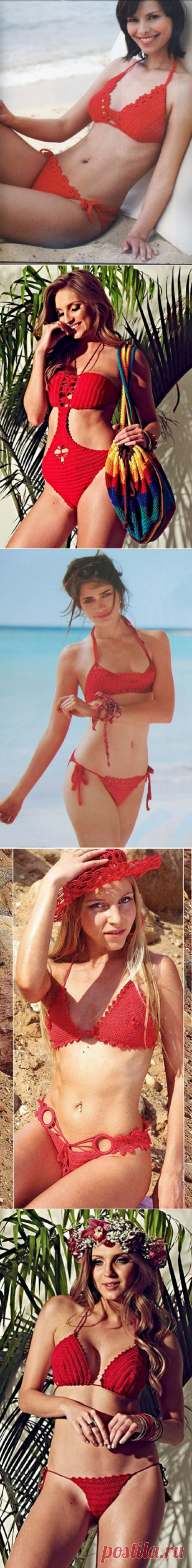 Вяжем красные купальники крючком – ТОП 6 моделей со схемами и описанием, видео