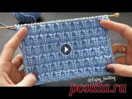 КРАСИВЫЙ Объёмный узор спицами для шапки  | Hat Stitch Knitting pattern Tutorial На спицы набираем количество петель кратное 4 + 1 петля для симметрии + 2 кромочные петли Полное описание - Description in English Cast on a multiple ...