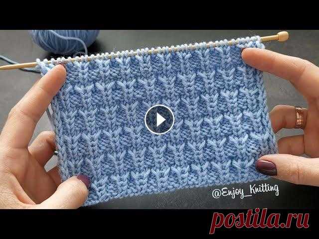 КРАСИВЫЙ Объёмный узор спицами для шапки  | Hat Stitch Knitting pattern Tutorial На спицы набираем количество петель кратное 4 + 1 петля для симметрии + 2 кромочные петли Полное описание - Description in English Cast on a multiple ...