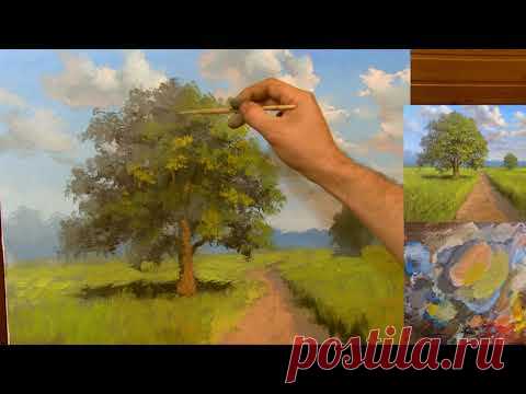 Как рисовать дерево. Урок живописи маслом. Мастер-класс по живописи. пейзаж.