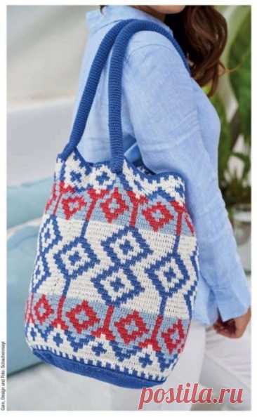 Сумка в мозаичной технике крючком