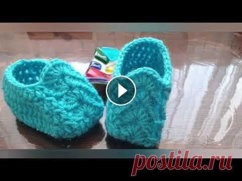 Детские тапочки крючком- МК Мастер класс по вязанию детских тапочек крючком...