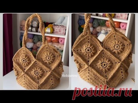 ÇOK GÜZEL OLDU 😍 KAĞIT İPTEN MOTİFLİ LALE ÇANTA YAPIMI / ÖRGÜ ÇANTA MODELLERİ