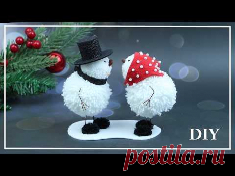 Самая милая пара Снеговиков из Помпонов ⛄ Идея подарка или украшения🎄 Pompom snowmans DIY NataliDoma
