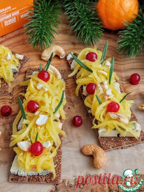 Хлебцы с голубым сыром и манго – кулинарный рецепт