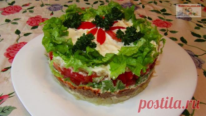 Слоеный салат с тунцом | Кулинария