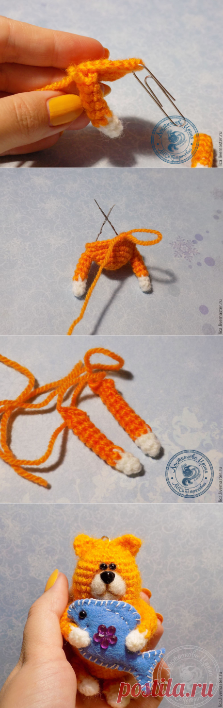 Кот брелок крючком | Кот и кошка