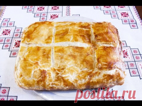 Пирог со шпинатом и творогом фета Выпечка из слоеного теста Блюда из шпината Пиріг зі шпинатом