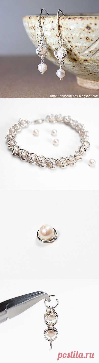 Кольчужное плетение. Браслет в технике 'Captive chainmaille'.
