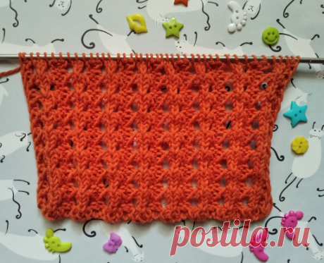 Ажурный узор "Пражская резинка" спицами со схемой. | Вязаные истории Басика | Яндекс Дзен