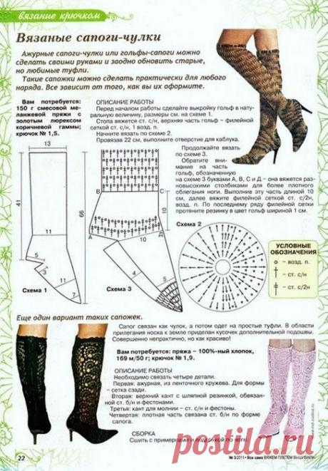 Вязаные сапоги-чулки
