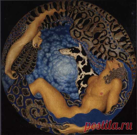 Artemis and Sleeping Endymion (1917) by Nikolai Kalmakov