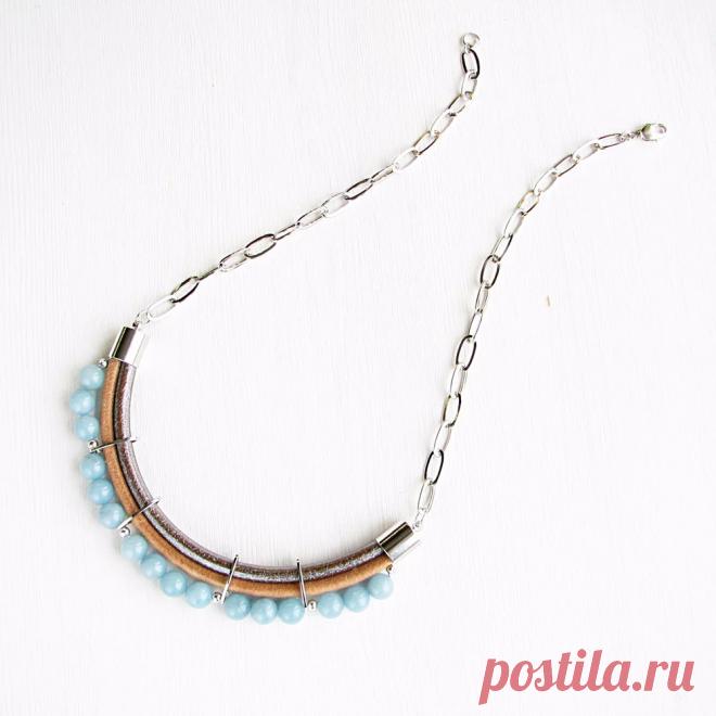 Купить колье на цепочке с голубыми камнями от Irina Moro | Mellroot