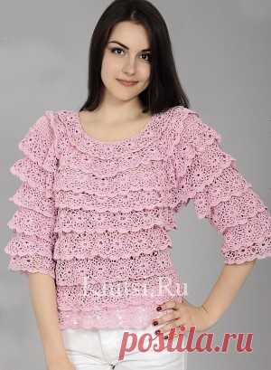 Розовый пуловер. Вязание для женщин / Пуловеры / Крючком