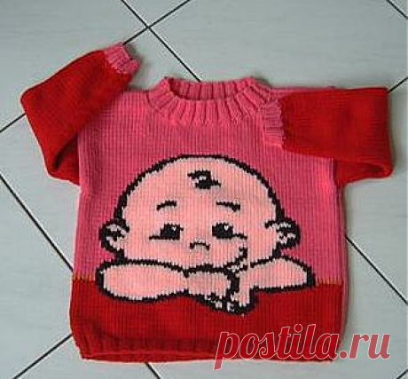 Cute baby sweater, knitting pattern.