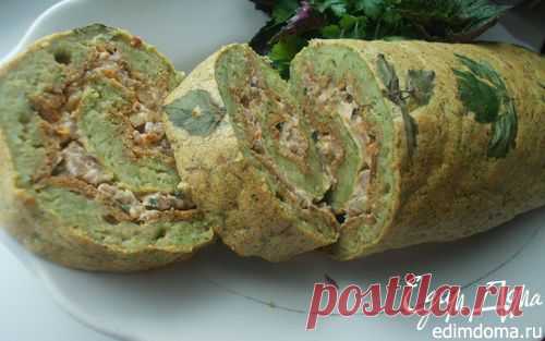 Рулет из кабачкового теста с начинкой из овощей, мяса и сыра | Кулинарные рецепты от «Едим дома!»