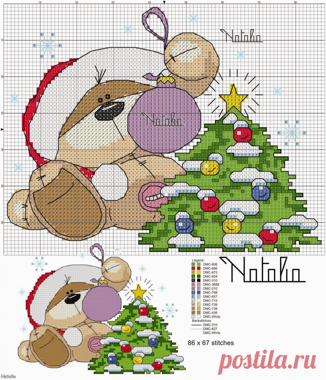 Cross Stitch Craze: Fizzy Moon Bear - Christmas - Free Patterns
