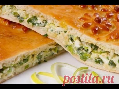 Быстрый - заливной пирог с зелёным луком и яйцом