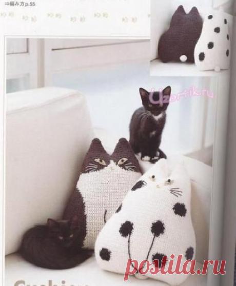Японские кошки-подушки - Описание вязания, схемы вязания крючком и спицами | Узорчик.ру