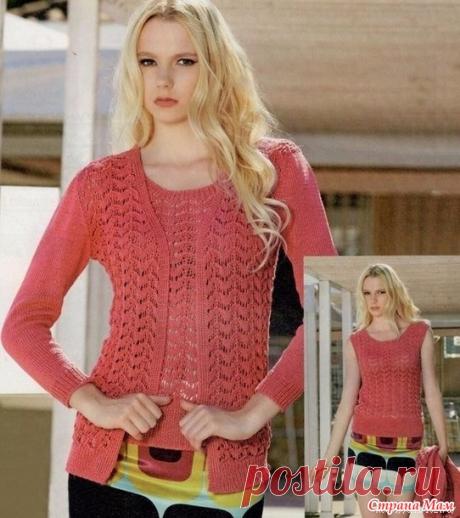 Красивая двойка из кардигана и топа.