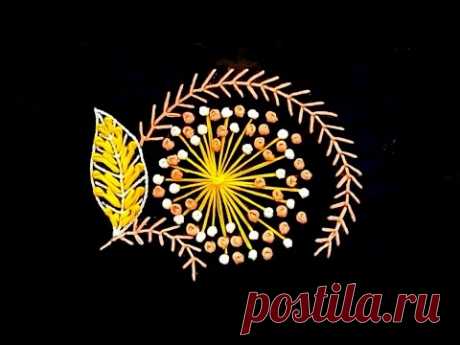 Hand Embroidery : French Knots Flower Design With fly stitch embroidery Work