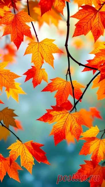 colorful leaves are hanging from a tree branch