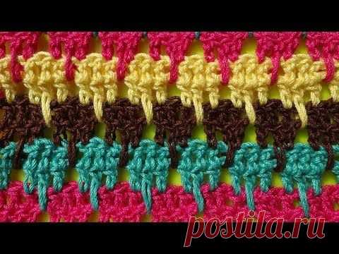 Начинаем вязать – Видео уроки вязания » “Многоцветный узор” – Вязание крючком – Узор №58