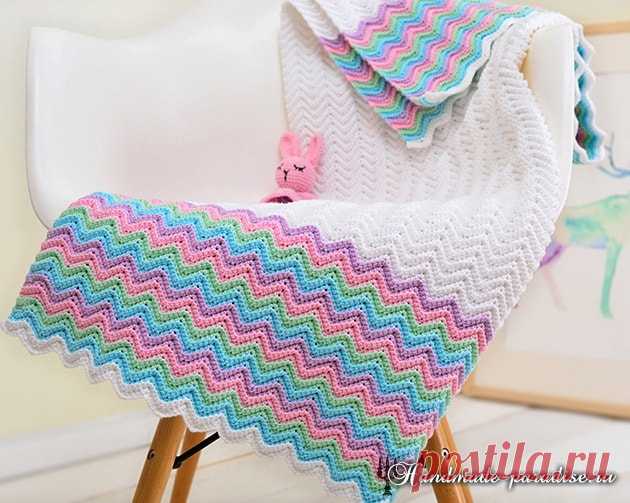 Детский плед крючком ажурными зигзагами. Схема. / Handmade-Paradise