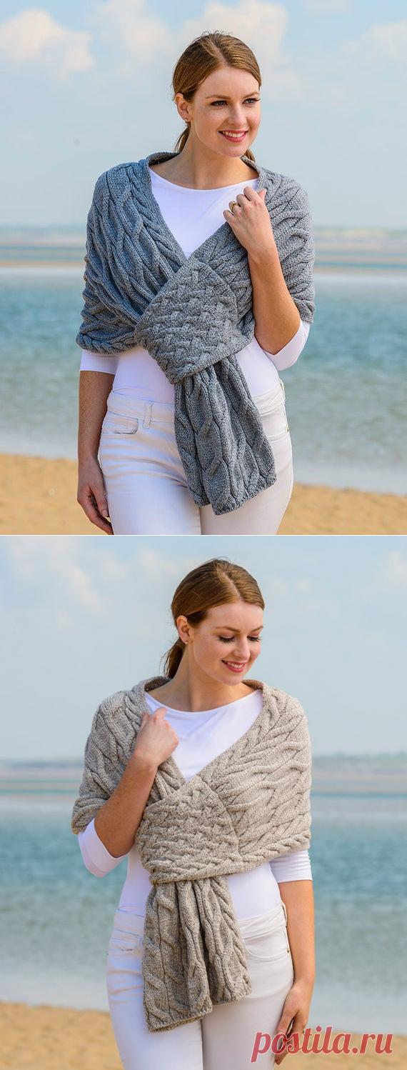 Knit cable shawl Grey hand knitted shawl Poncho women Knitted | Etsy
