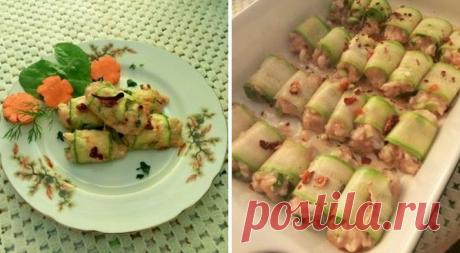 ЗАПЕЧЁННЫЕ КАБАЧКОВЫЕ РУЛЕТЫ С ФАРШЕМ