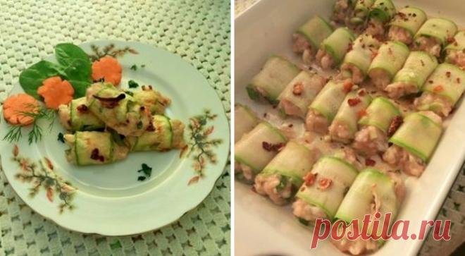 ЗАПЕЧЁННЫЕ КАБАЧКОВЫЕ РУЛЕТЫ С ФАРШЕМ