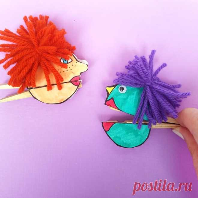 Clothespin Paper Puppets - free printable - Moms and Crafters