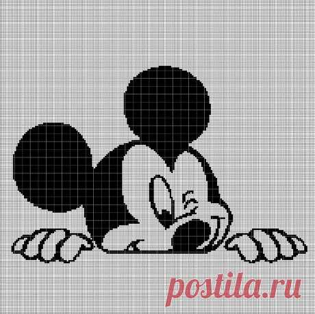 Голова Микки Мауса 3 схема вышивки крестом силуэт в pdf