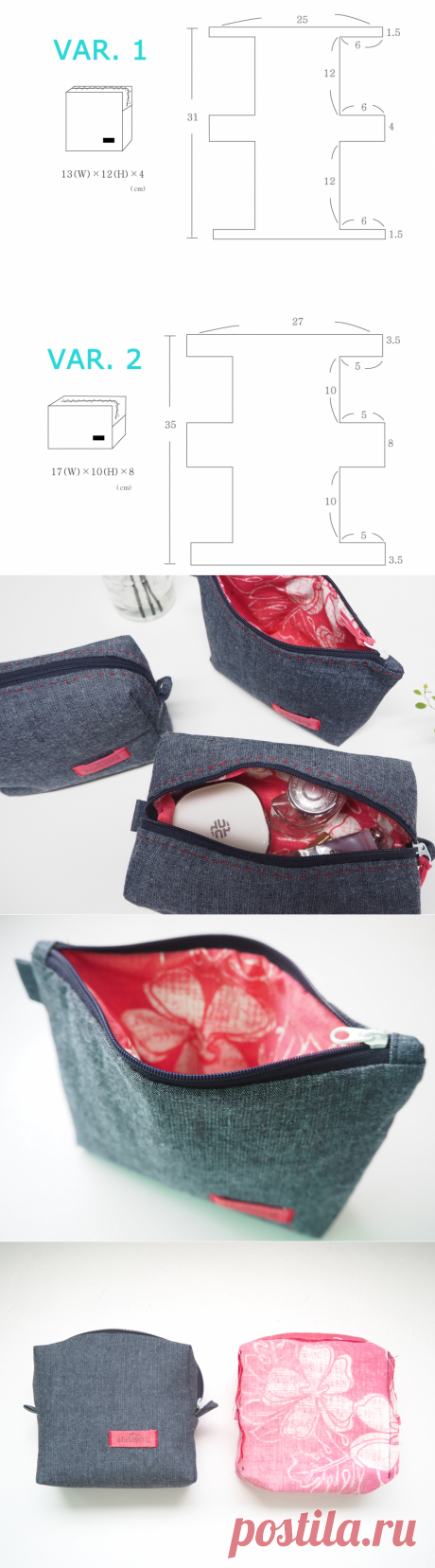 Three Cosmetic Bags of Jeans ~ DIY Tutorial Ideas!