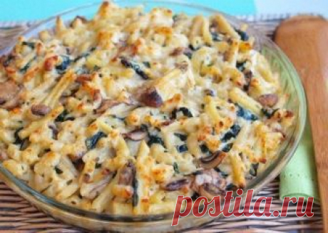 Запеканка из макарон с грибами и сыром «Дикий рай»