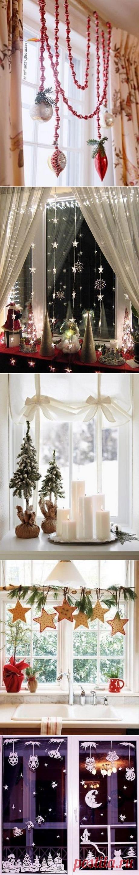 Как украсить окно для зимних праздников.