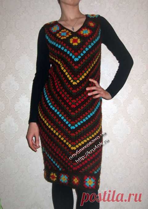 Теплое платье крючком — работа Маргариты - вязание крючком на kru4ok.ru
