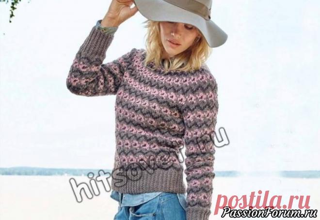 Джемпер с круглой кокеткой спицами - запись пользователя Лисик  Вязание для женщин спицами.